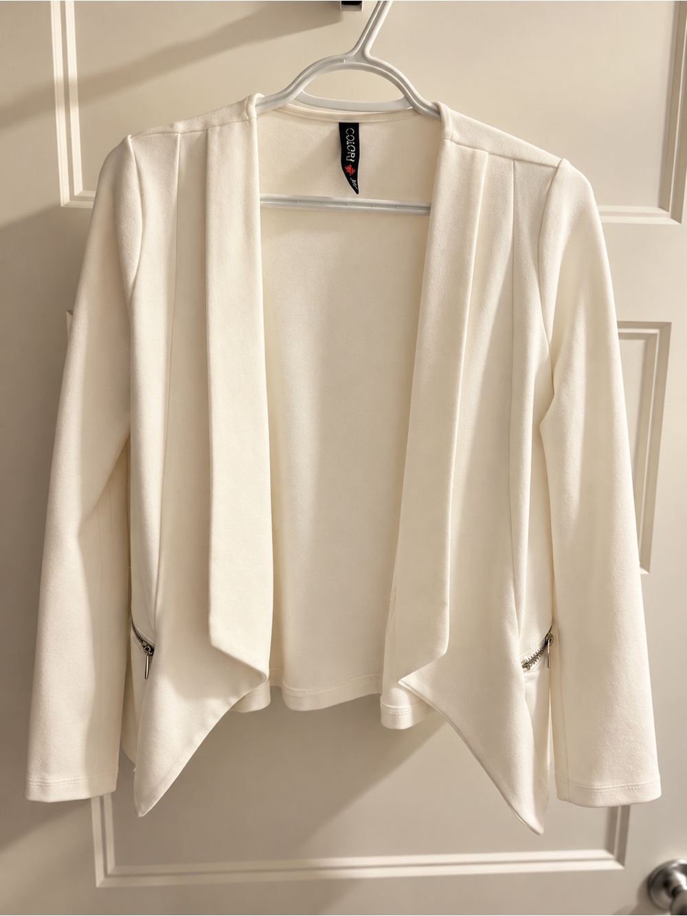 Colori White Open-Front Drape Blazer - Size Small